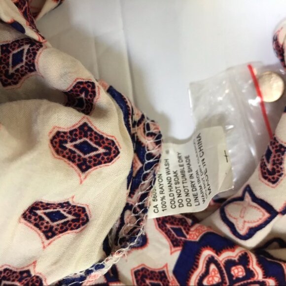 AVA New Shorts Romper Boho Print Jumpsuit V-Neck Festival Belt Neutral Summer S - Picture 11 of 11